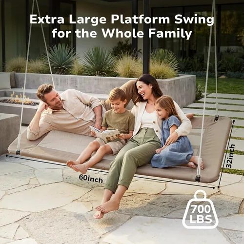 Miniatura 3 de Trekassy Columpio rectangular extragrande de 60 pulgadas, capacidad de 700 libras, plataforma impermeable para niños y adultos con kit
