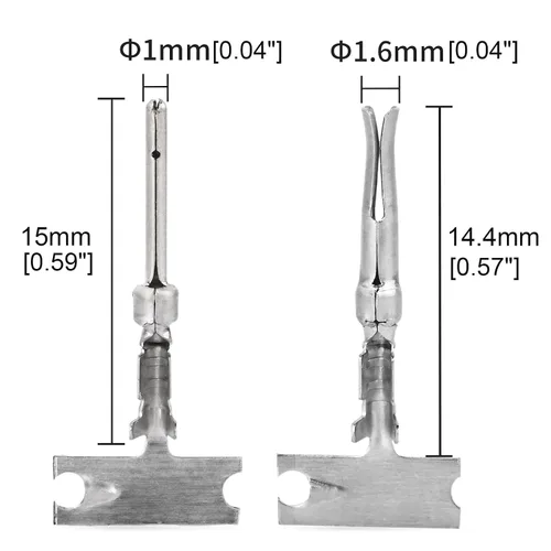 Miniatura 2 de JRready DB Conector Pines Estampados Contacto Formado 24-20AWG Macho Hembra Pasadores de crimpado para D-Sub DB9, DB15, DB25, DB37, DB50 Conectores