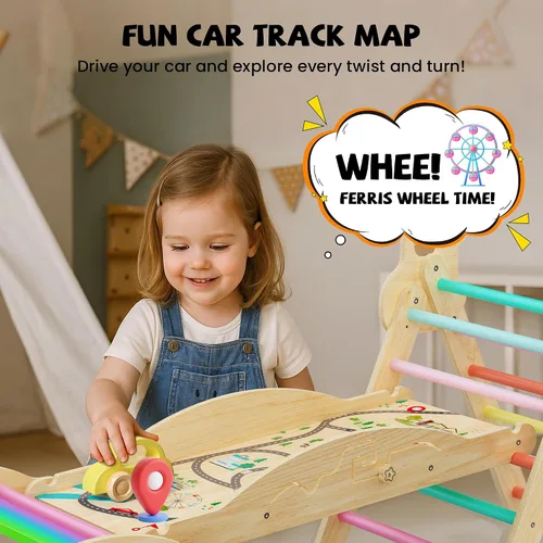 Miniatura 5 de Pikler - Juego de escalada triangular con cojín, juguetes de escalada plegables para interiores, gimnasio Montessori para niños pequeños, escalador