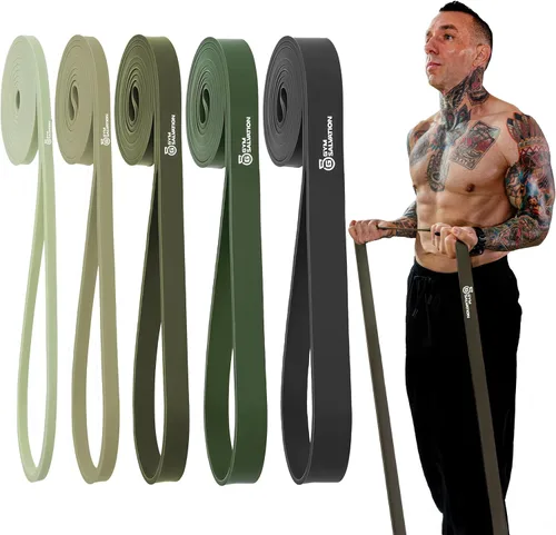 Juego de bandas de resistencia de salvación para gimnasio, 5 bandas de asistencia y entrenamiento de fuerza, bucles duraderos de levantamiento de
