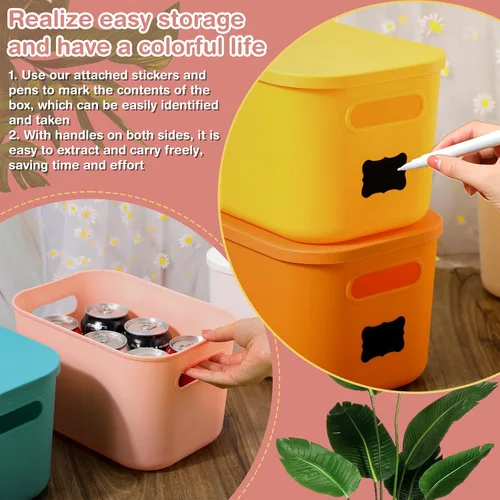 Miniatura 3 de Thyle Paquete de 12 contenedores de almacenamiento clásicos de plástico coloridos con tapas, contenedor de almacenamiento apilable de 7 cuartos