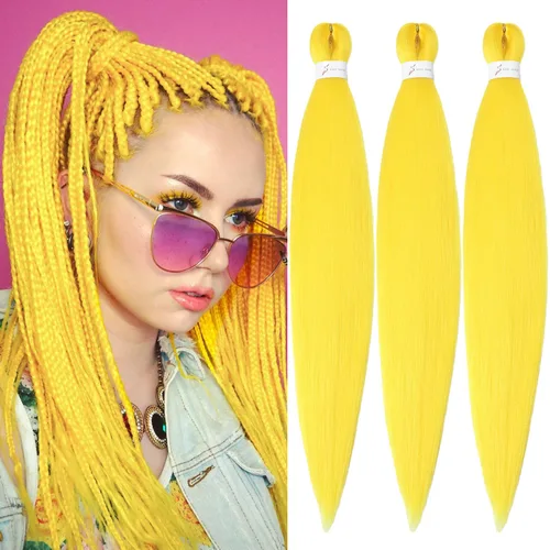 Miniatura 55 de Cabello trenzado preestirado negro natural, cabello largo trenzado de 32 pulgadas, 8 paquetes de extensiones de cabello trenzado profesional