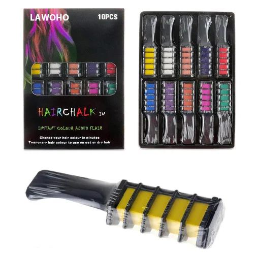 Miniatura 2 de Set de peine de tiza para el cabello temporal de 10 colores brillantes - Regalos de cumpleaños para niñas de 8, 9, 10, 11, 12 años, disfraces