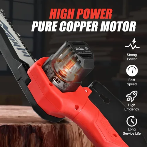 Miniatura 5 de Mini motosierra inalámbrica, portátil de 6 pulgadas, motosierra eléctrica de mano con una sola mano para cortar madera y trabajar la madera, mini