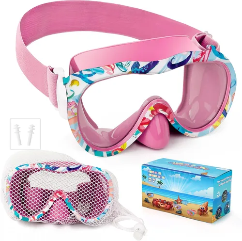 Miniatura 15 de Gafas de natación para niños, antifugas, máscara de Snork con cubierta de nariz y correa de tela elástica, gafas de natación con protección UV