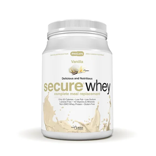 ANDREW LESSMAN Secure Whey - Reemplazo completo de comida – Vainilla 60 porciones – Solo 63 calorías, 0.25 oz de proteína de suero, vitaminas,