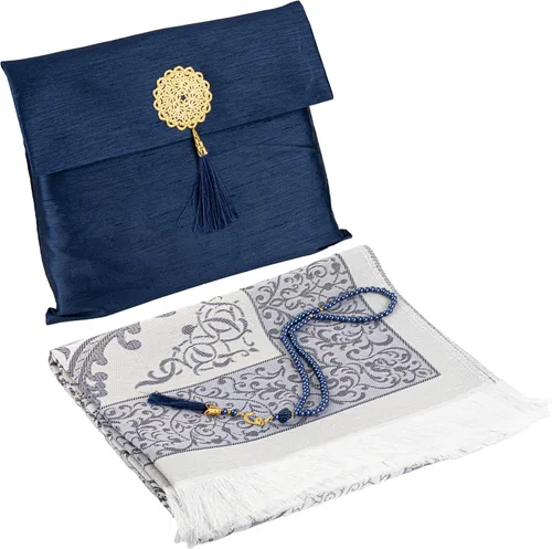Miniatura 10 de Modefa Tapete de oración islámica, regalos musulmanes, alfombra fina de oración musulmana de viaje en bolsa de regalo de tafetán con cuentas Tasbih
