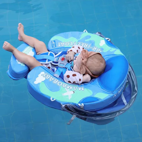Miniatura 9 de Mambobaby - Flotador con cola y toldo para bebé, anillo de natación para cintura infantil, entrenador de natación y flotador no inflable con correa