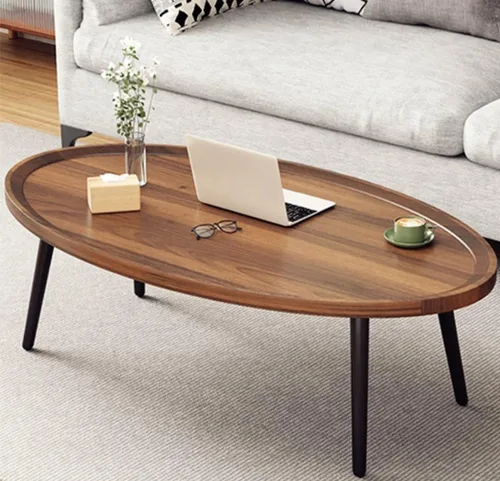 Miniatura 8 de Mesa de centro de madera rústica, mesa de centro ovalada de nogal, mesa de centro moderna para sofá, mesas auxiliares para sala de estar, hogar