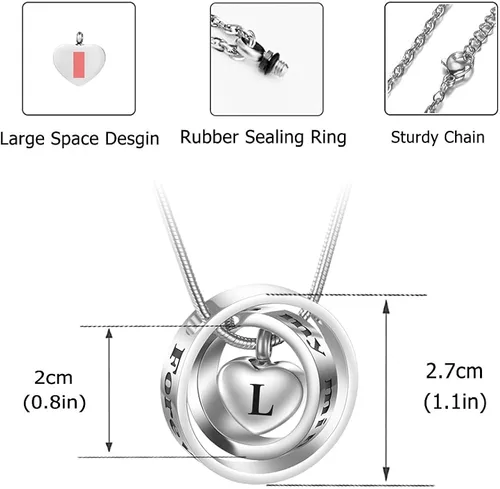 Miniatura 5 de Urn Necklace for Ashes for Women Ring Urn Necklaces Cross Cremation Jewelry Heart Necklace for Ashes Cremation Jewlery for Ashes for Men Memorial
