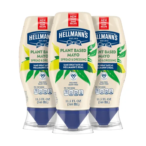 Hellmann's Aderezo vegano y untar para una rica alternativa cremosa a base de plantas a Mayo Vegana del mismo gran sabor, a base de plantas, libre