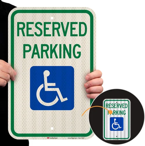 Miniatura 13 de SmartSign Letrero federal de estacionamiento para discapacitados "Reserved Parking" Aluminio reflectante de grado diamante 3M de 12 x 18 pulgadas
