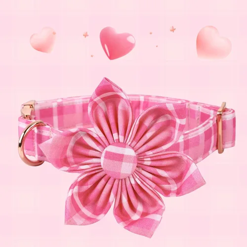 Miniatura 2 de Collar de perro Lionheart Glory, collar de perro rosa con flor, lindo collar para mascotas con patrón floral ajustable para perros pequeños Rosado