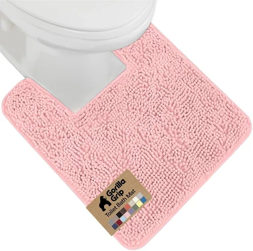 Miniatura 82 de Gorilla Grip - Tapete de baño afelpado, absorbente, peludo, de felpilla, para base de inodoro cuadrada, reverso de goma, suave, de microfibra, claro