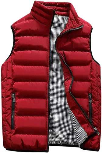 Miniatura 6 de Feiairuike Abrigos de chaleco acolchados para exteriores con cuello alto para hombre