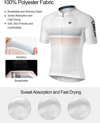 Miniatura 2 de LAMEDA Camiseta de ciclismo para hombre, transpirable, ligera, de manga corta, elástica, con cremallera completa