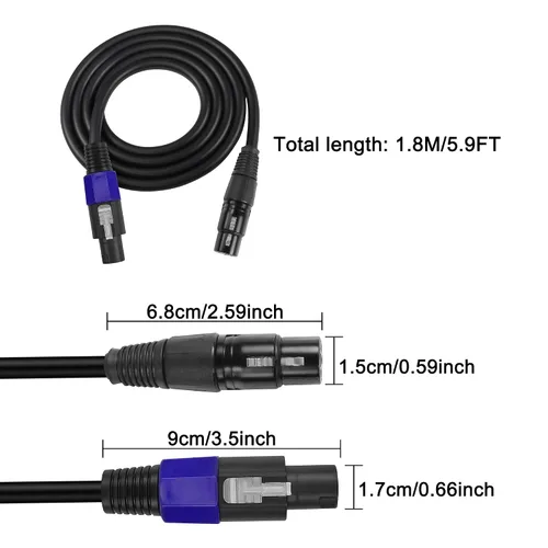 Miniatura 2 de XMSJSIY Cable Speakon a XLR, conector de audio, conector de audio macho a XLR 3 pines hembra, cable de extensión de altavoz, cable de micrófono