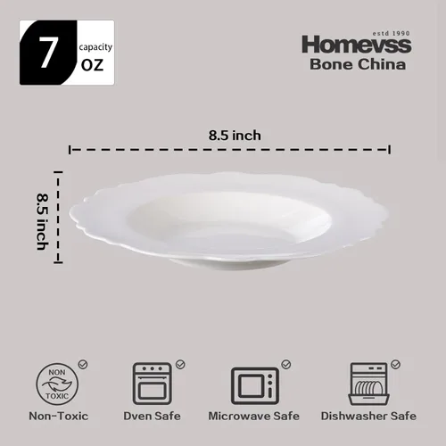Miniatura 8 de HomeVss, Nuevo Juego de Vajilla de Porcelana de Hueso con Relieve Winds, Servicio para 4-20 Piezas Vientos en relieve