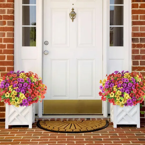 Miniatura 20 de AmyHomie 16 paquetes de flores artificiales de eucalipto negro para exteriores, resistentes a los rayos UV, flores sintéticas que no se decoloran