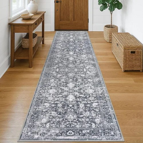 Miniatura 44 de KILOCOCO Alfombra lavable de 2 x 3 para entrada, estampado floral vintage, suave, antideslizante, azul, alfombras de cocina, tapete