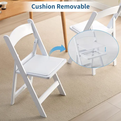 Miniatura 3 de KAIHAOWIN Paquete de 4 sillas plegables de resina, sillas plegables con asiento acolchado de vinilo para interiores y exteriores, para eventos