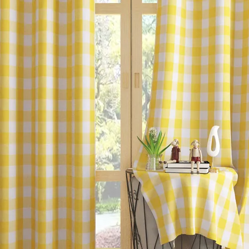 Miniatura 44 de UPOPO Cortinas de ventana Buffalo Check 122 cm de largo, cortinas de algodón para sala de estar, paneles de cortina a cuadros para dormitorio