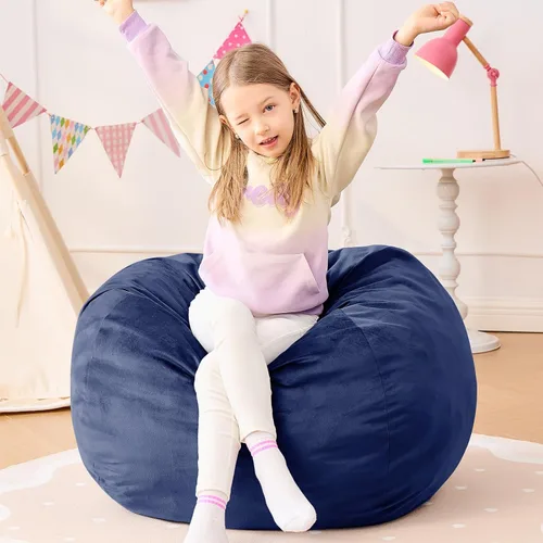 Miniatura 14 de Sillón tipo puf ILPEOD para adultos - Silla tipo puf de espuma viscoelástica - Sofá para niños/adolescentes con funda de microfibra suave - Sofá