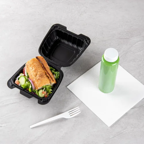 Miniatura 6 de Restaurantware Thermo Tek - Recipientes para llevar rellenos de minerales de 6 x 6 x 3 pulgadas, 100 recipientes duraderos para llevar, contenedores