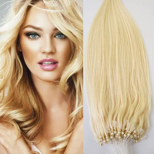 Miniatura 6 de 26" 50 g 100s Micro Anillo Bucle 100% cabello humano Extensiones Natural suave real Belleza recta pelo 100strands de regalo en uno Pack, 1