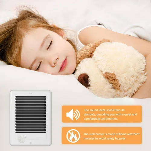 Miniatura 4 de CSC151TW Calefactor Eléctrico de Pared Unidad Completa Con Termostato, 120 Voltios 1500 Vatios, Ventilador Centrífugo de Alta Eficiencia Para Blanco