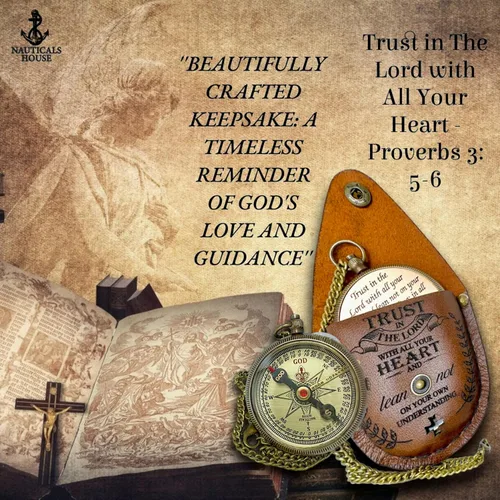Miniatura 4 de God’s Compass – Christian Brass Compass Gift Set with Engraved Bible Verses Faith-Based Religious Gifts for Graduation, Baptism, Confirmation &