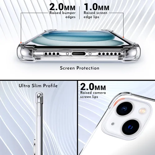 Miniatura 4 de Silverback Funda transparente diseñada para iPhone 15 con soporte de anillo, protección que absorbe los golpes, a prueba de golpes, funda