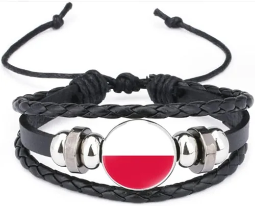 Miniatura 50 de vmcoatdu Mundial Muchas Banderas Nacionales Brazalete Retro de Aleación de Cuero para Pulsera de Cuerda Trenzada de Bandera Nacional