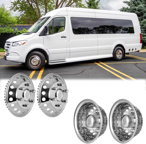 Juego de simuladores de rueda de acero inoxidable pulido de 16 pulgadas para doble rueda, compatible con Dodge, Mercedes y Freightliner Sprinter Van