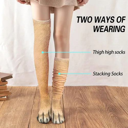 Miniatura 3 de FreeNFond Funny Socks Animal Paw Knee Tube Party Stockings Gag Gifts for Christmas White Elephant Gift Exchange