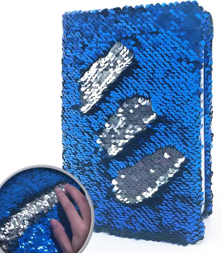 Diario de lentejuelas para niñas, 8.5 x 5.5 pulgadas, 160 páginas rayadas para niñas y niños, cuaderno reversible de lentejuelas cambiantes para