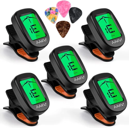 Miniatura 9 de AARVI Afinador de guitarra con clip para todos los instrumentos, guitarra acústica/eléctrica, ukelele, bajo, violín, banjo, pantalla LCD grande