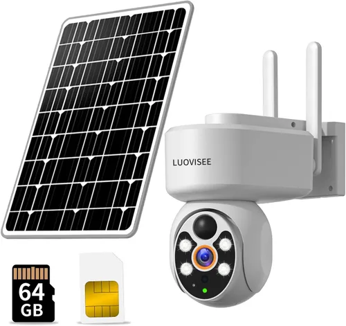 Cámara de seguridad celular 4G inalámbrica para exteriores, cámara de seguridad solar sin WiFi, incluye tarjeta de memoria de 64 GB y tarjeta SIM,