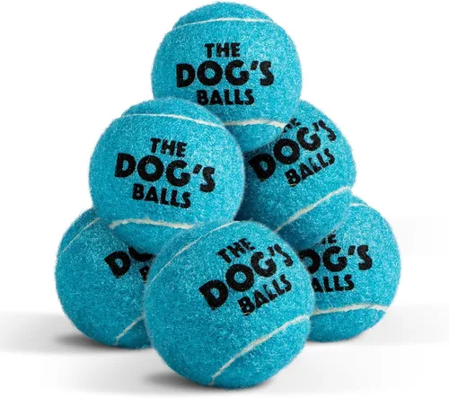 The Little Dog's Balls - Pelotas de tenis para perros pequeños y cachorros, color azul, paquete de 6, pelotas de fieltro no abrasivas, núcleo de
