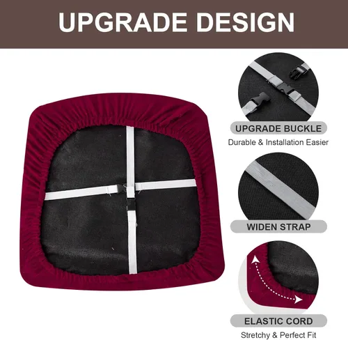 Miniatura 4 de Genina Fundas impermeables de asiento para silla de comedor, fundas elásticas para sillas de comedor, fundas protectoras para sillas de cocina
