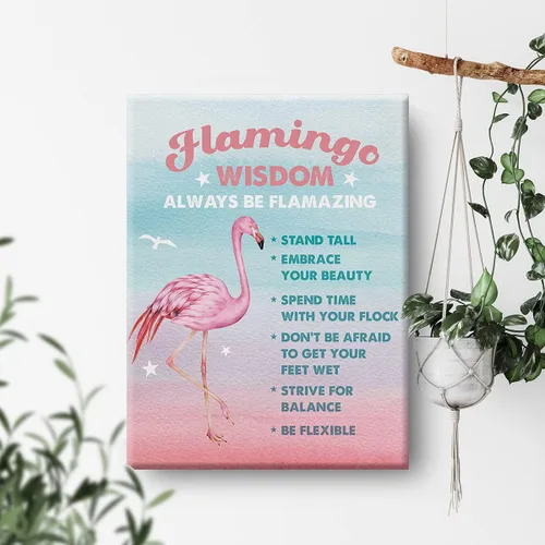 Miniatura 4 de Pintura en lienzo de sabiduría de flamenco en acuarela, impresiones inspiradoras para decoración de pared del hogar, playa, obras de arte enmarcadas