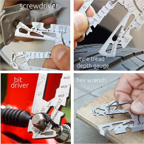 Miniatura 7 de Universal 3.0-60+ Tools - Multiherramienta para tarjetas de crédito con cuchillo, billetera de titanio con regla, abrebotellas y latas para EDC