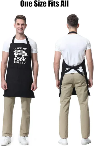 Miniatura 4 de Miracu Divertidos delantales de cocina para hombres, delantales de barbacoa con bolsillos, parrilla de humor para el día del padre, regalos