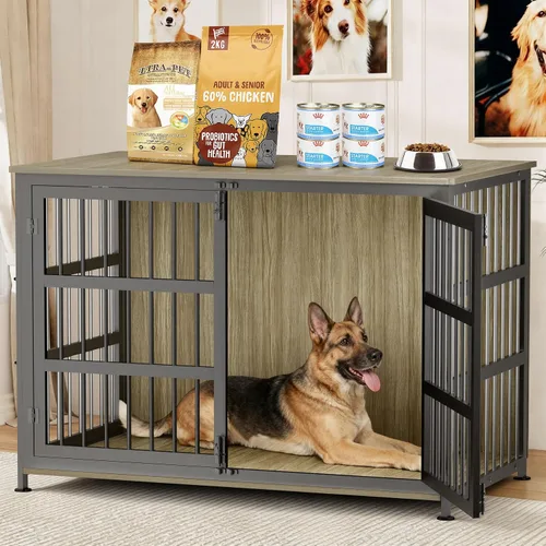 Miniatura 8 de Mueble Jaula para Perros de 46'' Jaula para Perros de Raza Grande Jaulas para Perros de Interior Jaulas para Perros de Madera Mesa Auxiliar Jaula