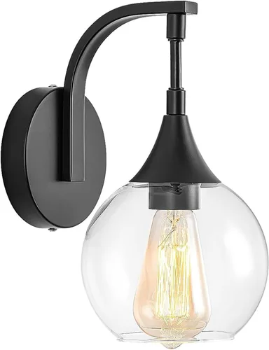 Miniatura 12 de Aplique de pared dorado, 1 luz de tocador de baño, lámpara de pared moderna con pantalla de vidrio transparente de 4.9 pulgadas, lámparas de pared