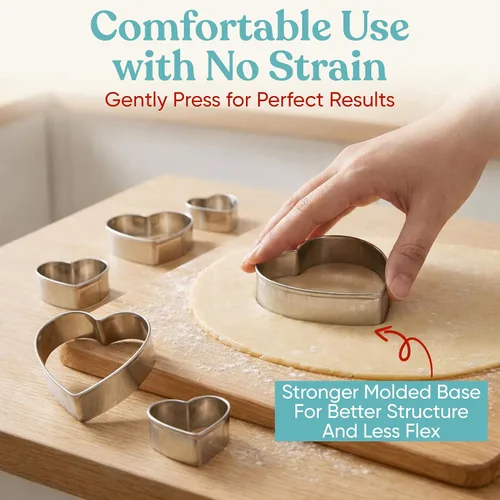 Miniatura 5 de Bakerpan Juego de 6 cortadores de galletas con forma de corazón de acero inoxidable para galletas, galletas, fondant, sándwiches y decoración