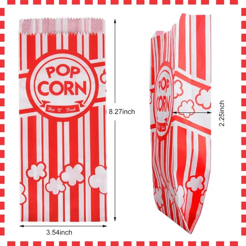 Miniatura 2 de 300 bolsas de papel para palomitas de maíz, bolsas de 1 onza, porciones individuales para suministros de carrito de máquina fabricante, bolsas