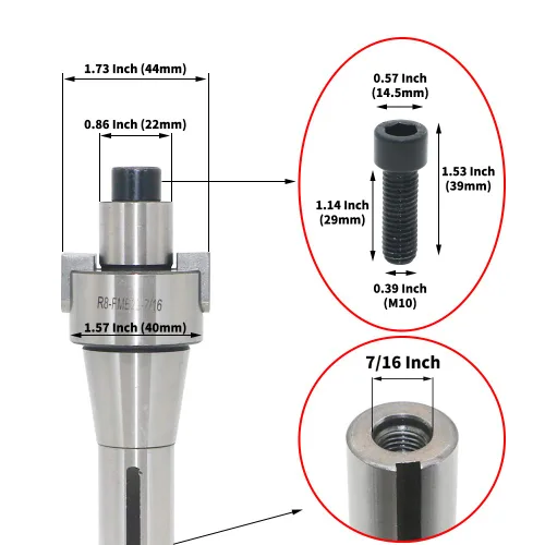 Miniatura 7 de Porta-fresa de molino de cara EMRW 6R 50-22+R8-FMB22-7/16+RPMT1204 Hoja de aleación dura+Llave de 8 mm+Llave T15, utilizado para el mecanizado