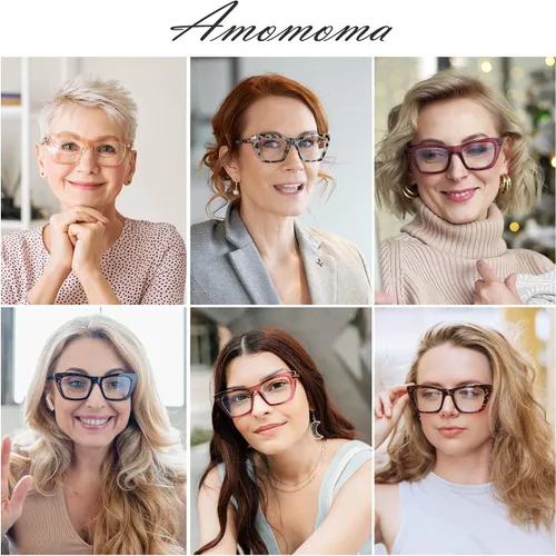 Miniatura 3 de AMOMOMA Anteojos de lectura de gran tamaño para mujer, diseño de ojo de gato a la moda, lector de computadora con luz azul AM6028 Ac1 Blk+c2 Tortuga