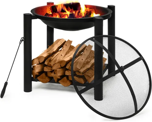 MoNiBloom Fogata portátil de 22 pulgadas para exteriores, parrilla de barbacoa exterior, parrilla para cocinar con estante para patio, patio